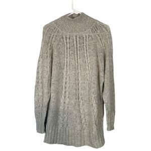 Caslon Gray Mock Neck Long Sleeve Cable Knit Sweater Dress Women Sz M
